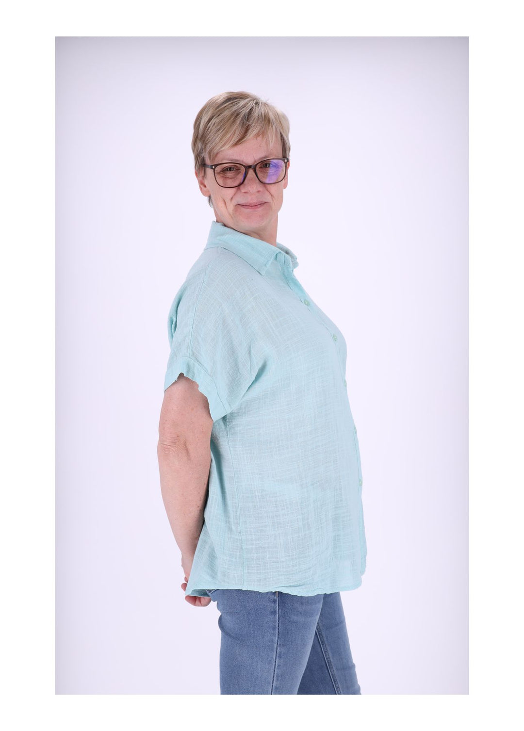 Bluse Damen 1/2 Arm Leinenoptik