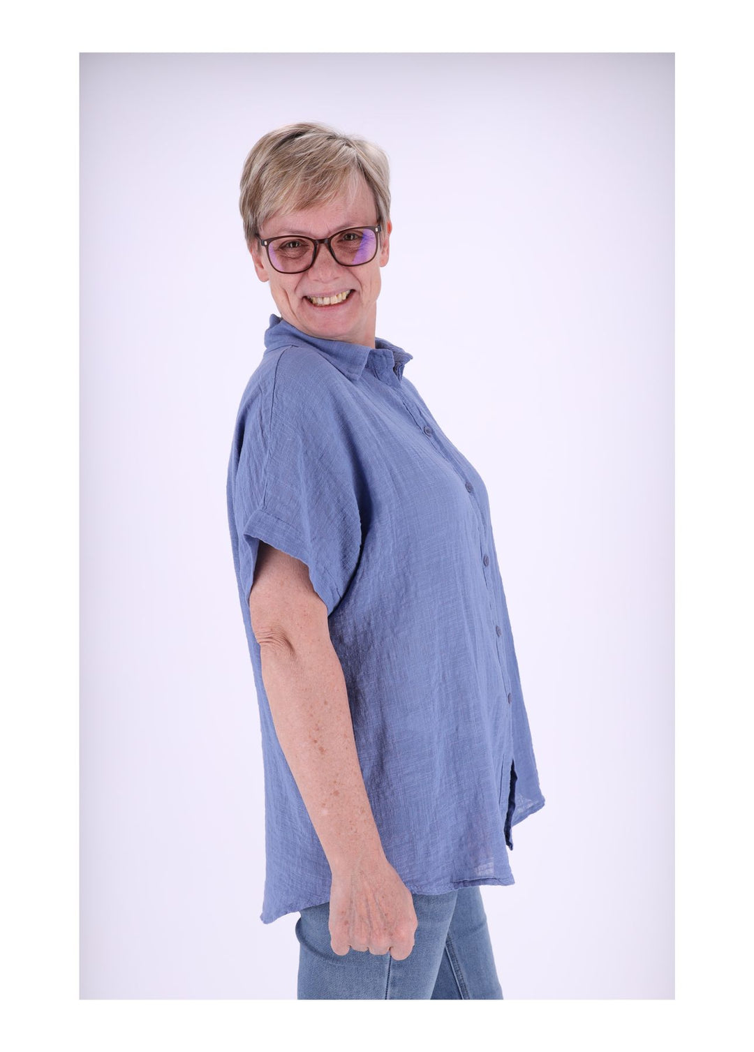 Bluse Damen 1/2 Arm Leinenoptik