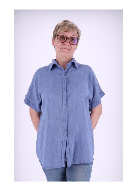 Bluse Damen 1/2 Arm Leinenoptik