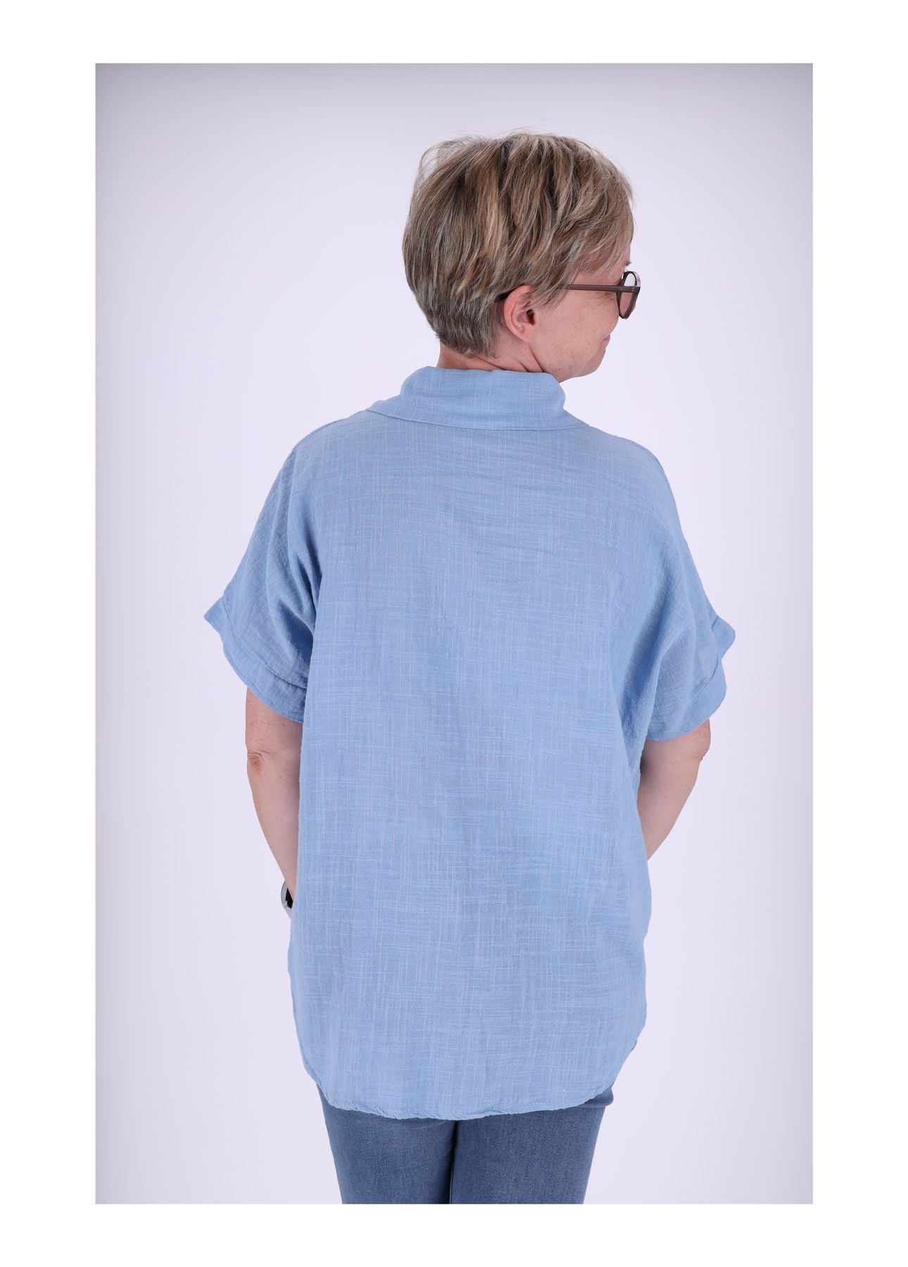 Bluse Damen 1/2 Arm Leinenoptik