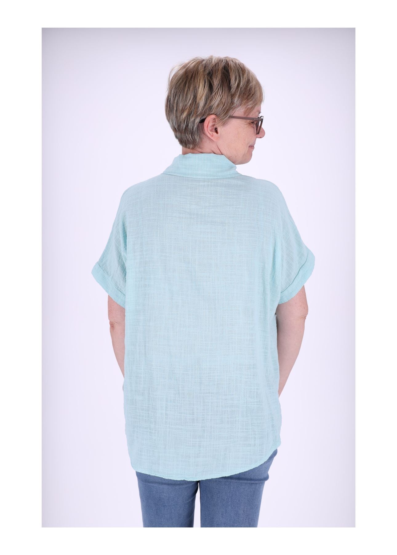 Bluse Damen 1/2 Arm Leinenoptik