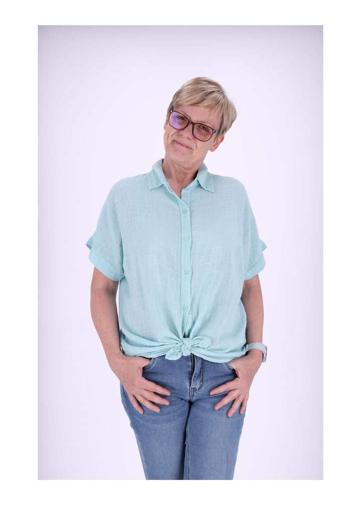 Bluse Damen 1/2 Arm Leinenoptik