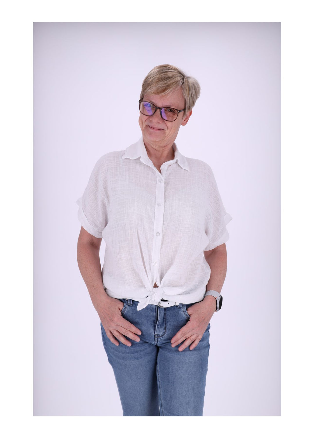Bluse Damen 1/2 Arm Leinenoptik