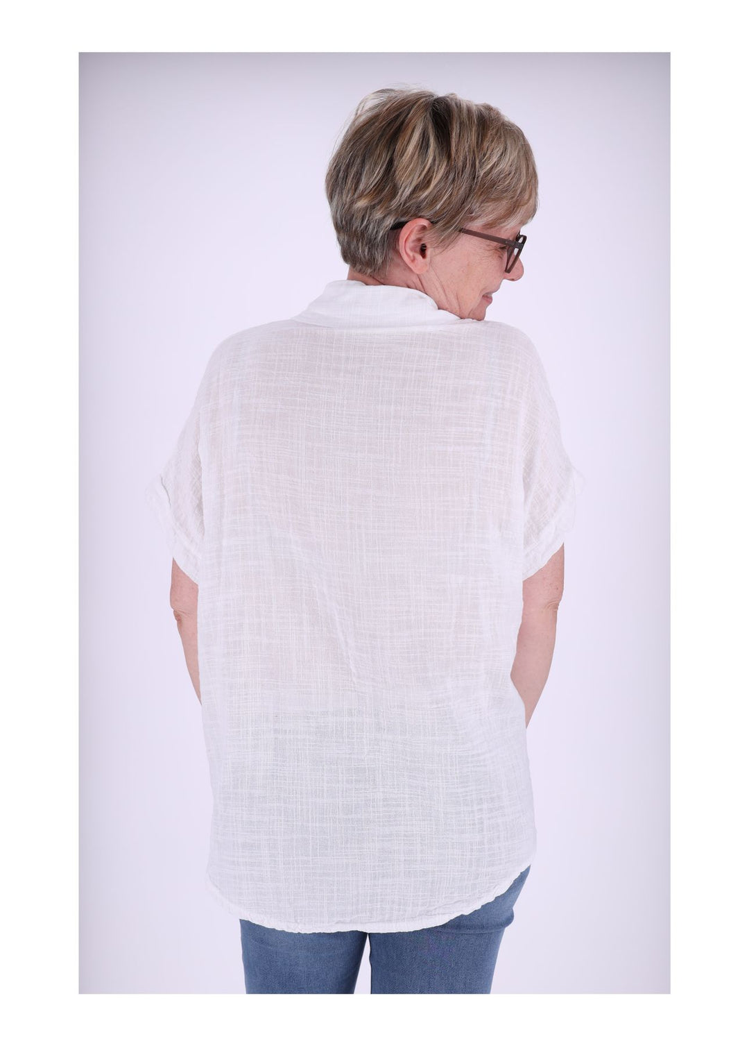 Bluse Damen 1/2 Arm Leinenoptik