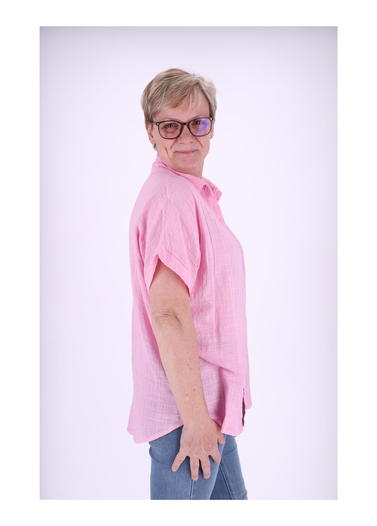 Bluse Damen 1/2 Arm Leinenoptik