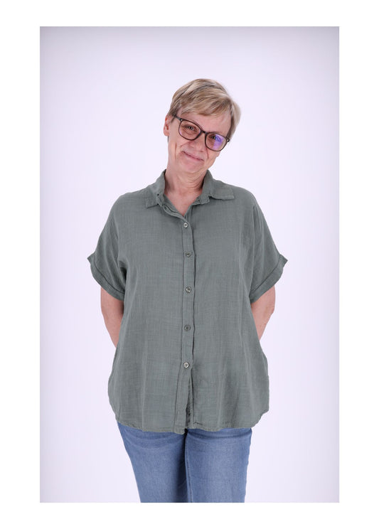 Bluse Damen 1/2 Arm Leinenoptik