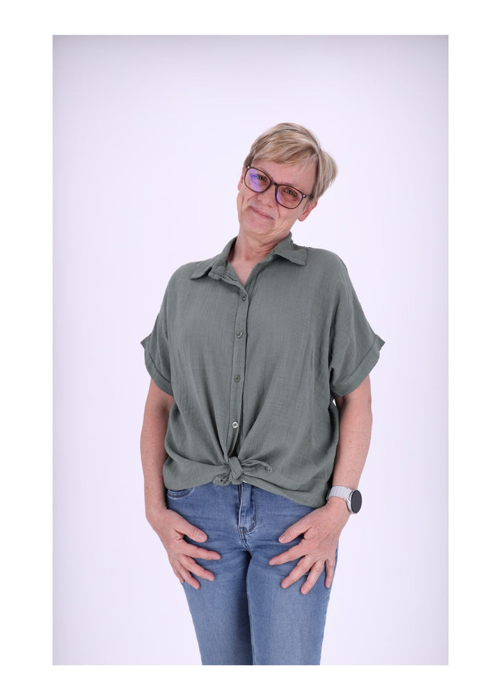 Bluse Damen 1/2 Arm Leinenoptik