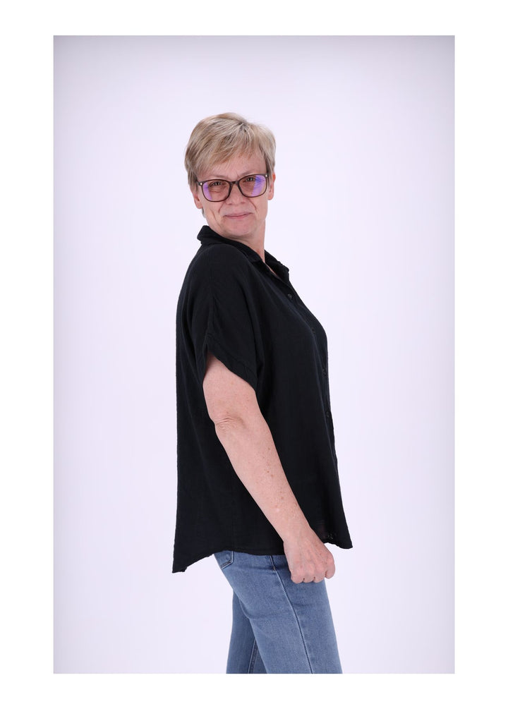 Bluse Damen 1/2 Arm Leinenoptik