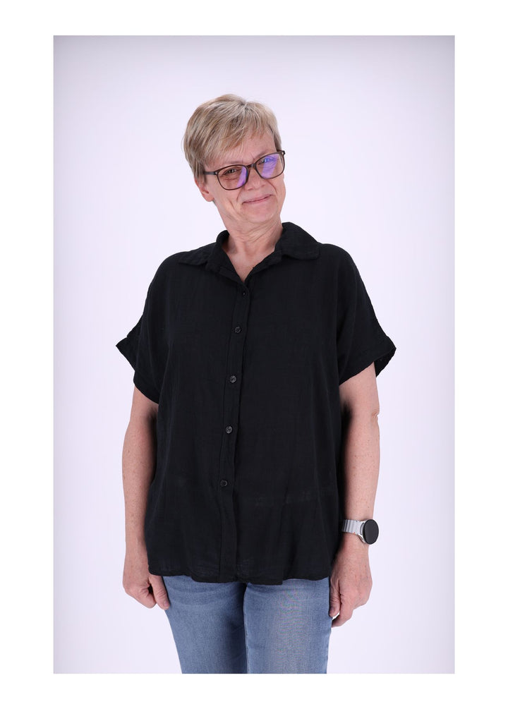 Bluse Damen 1/2 Arm Leinenoptik