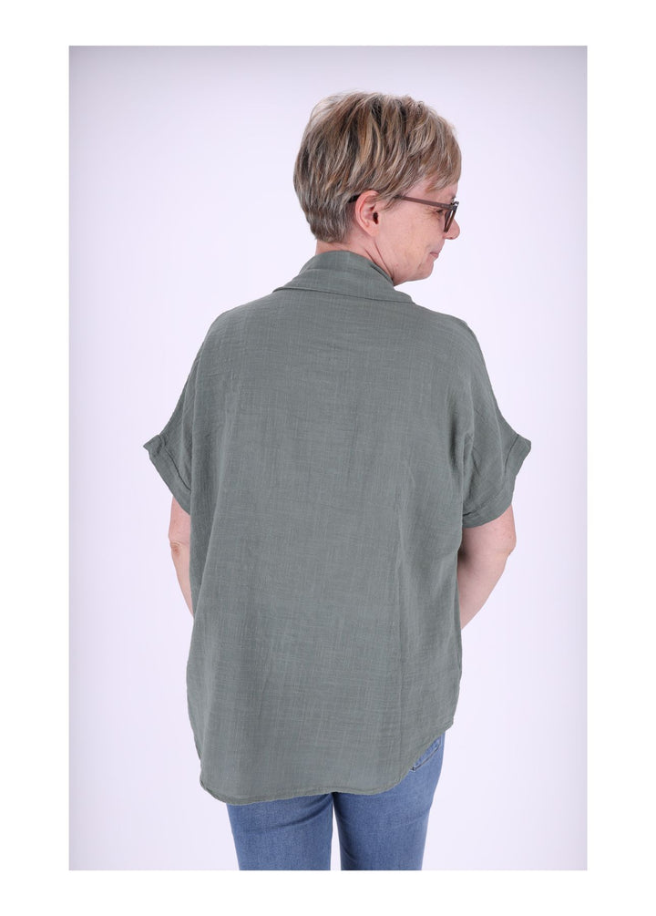Bluse Damen 1/2 Arm Leinenoptik