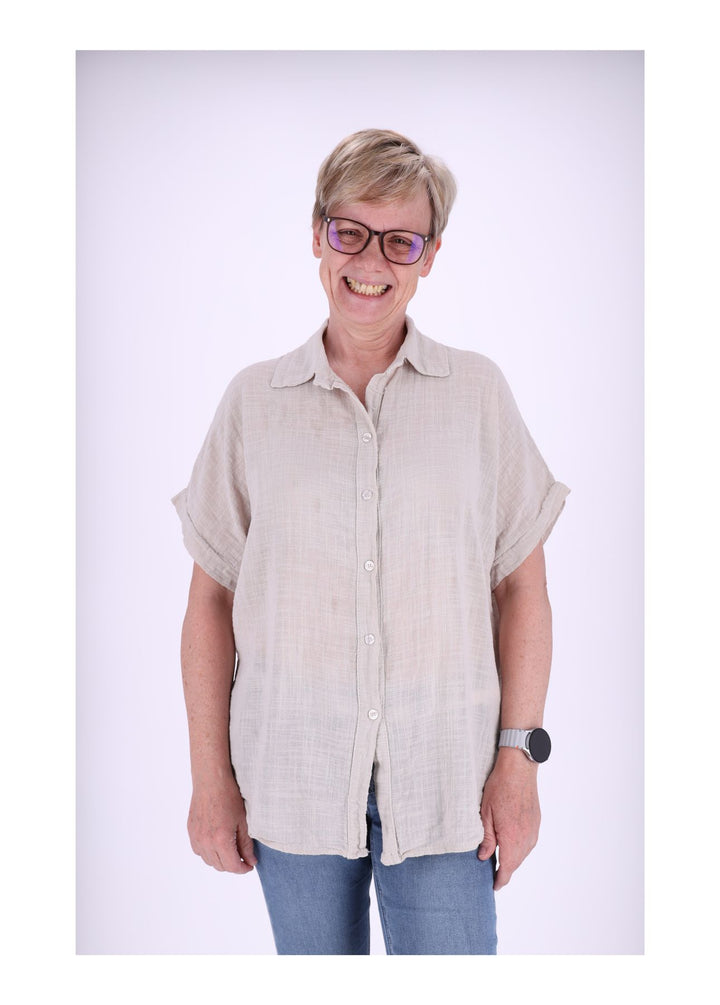 Bluse Damen 1/2 Arm Leinenoptik