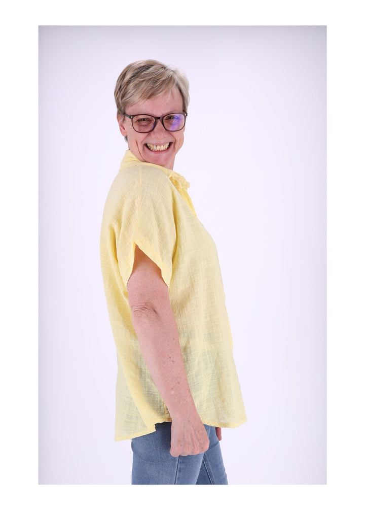 Bluse Damen 1/2 Arm Leinenoptik