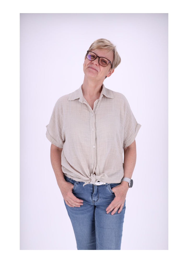 Bluse Damen 1/2 Arm Leinenoptik
