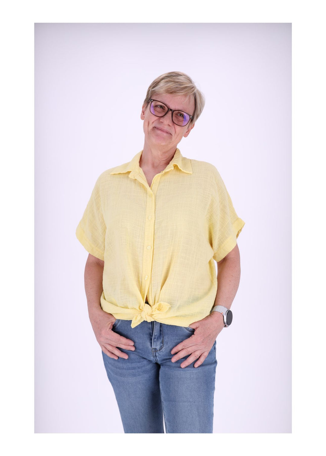Bluse Damen 1/2 Arm Leinenoptik