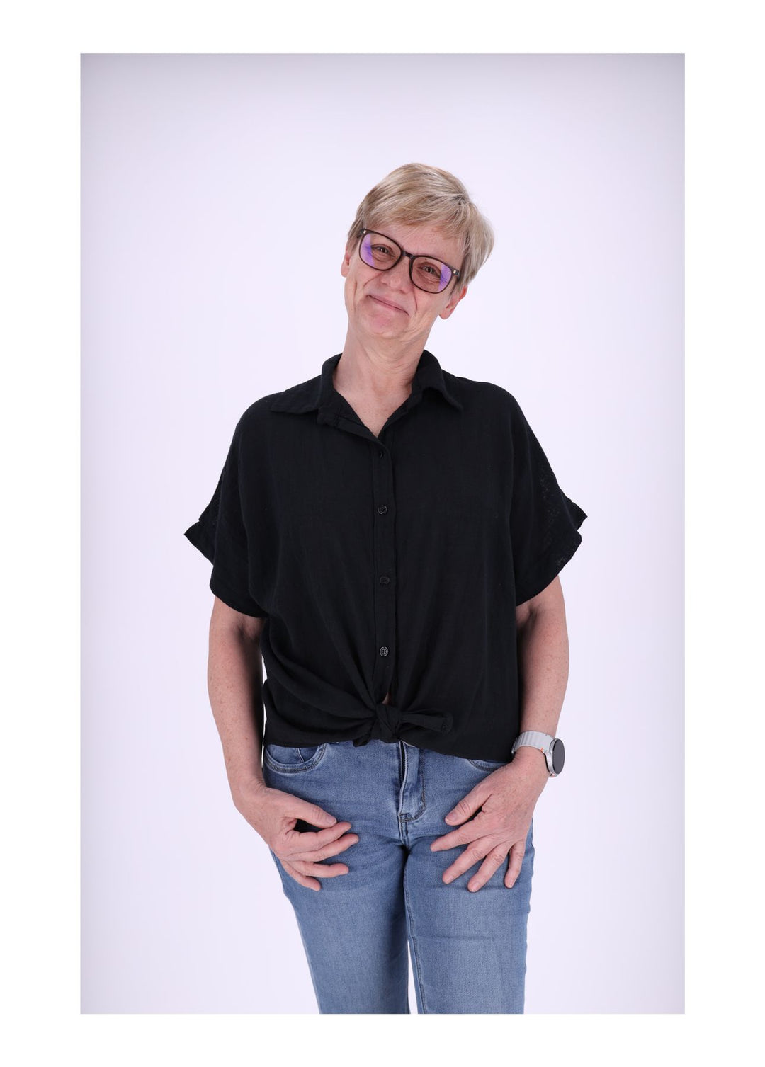 Bluse Damen 1/2 Arm Leinenoptik