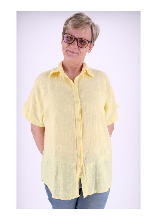 Bluse Damen 1/2 Arm Leinenoptik