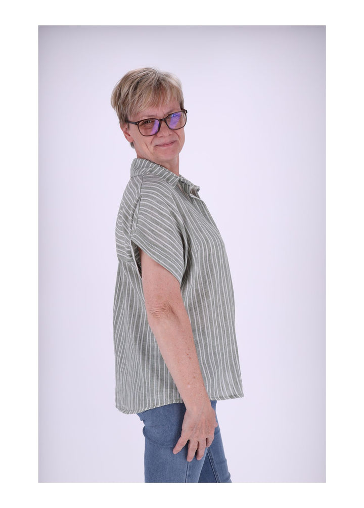 Splash of Color Damen Poloshirt Leinenoptik