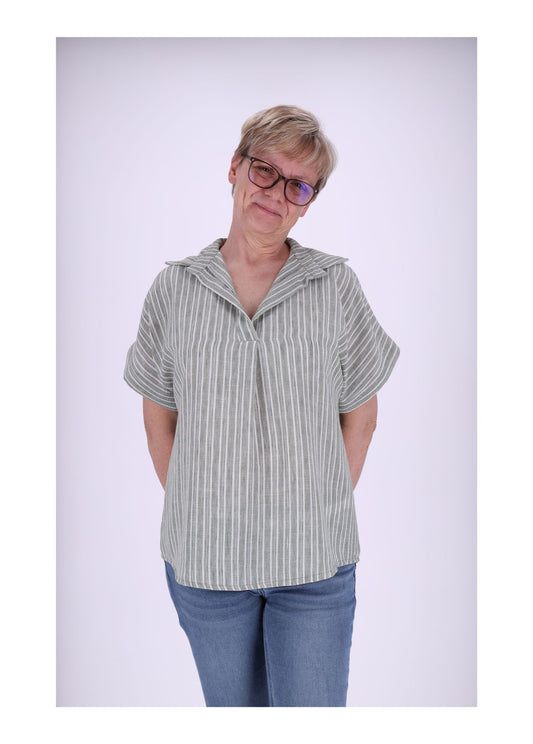 Poloshirt Damen Leinenoptik