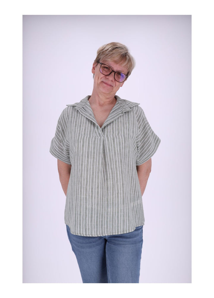 Splash of Color Damen Poloshirt Leinenoptik