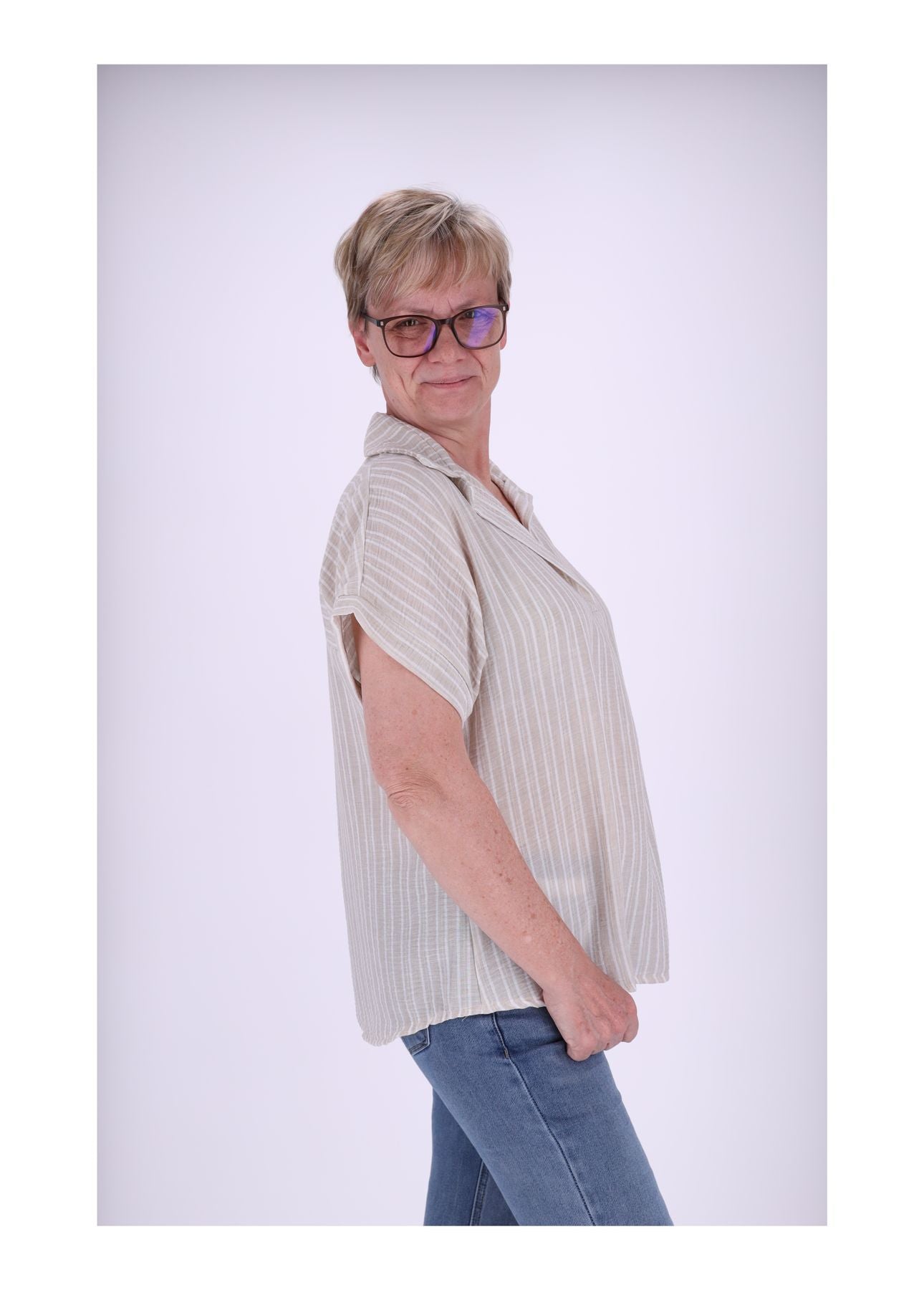 Poloshirt Damen Leinenoptik