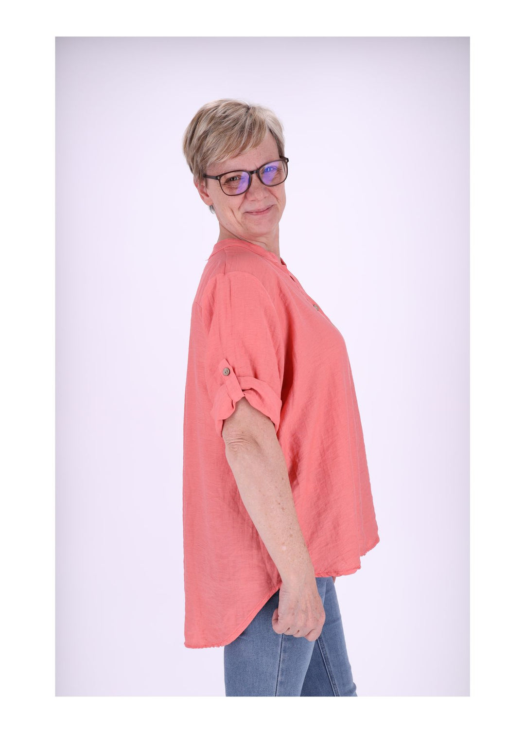 Blusenshirt Kurzarm Krempelarm