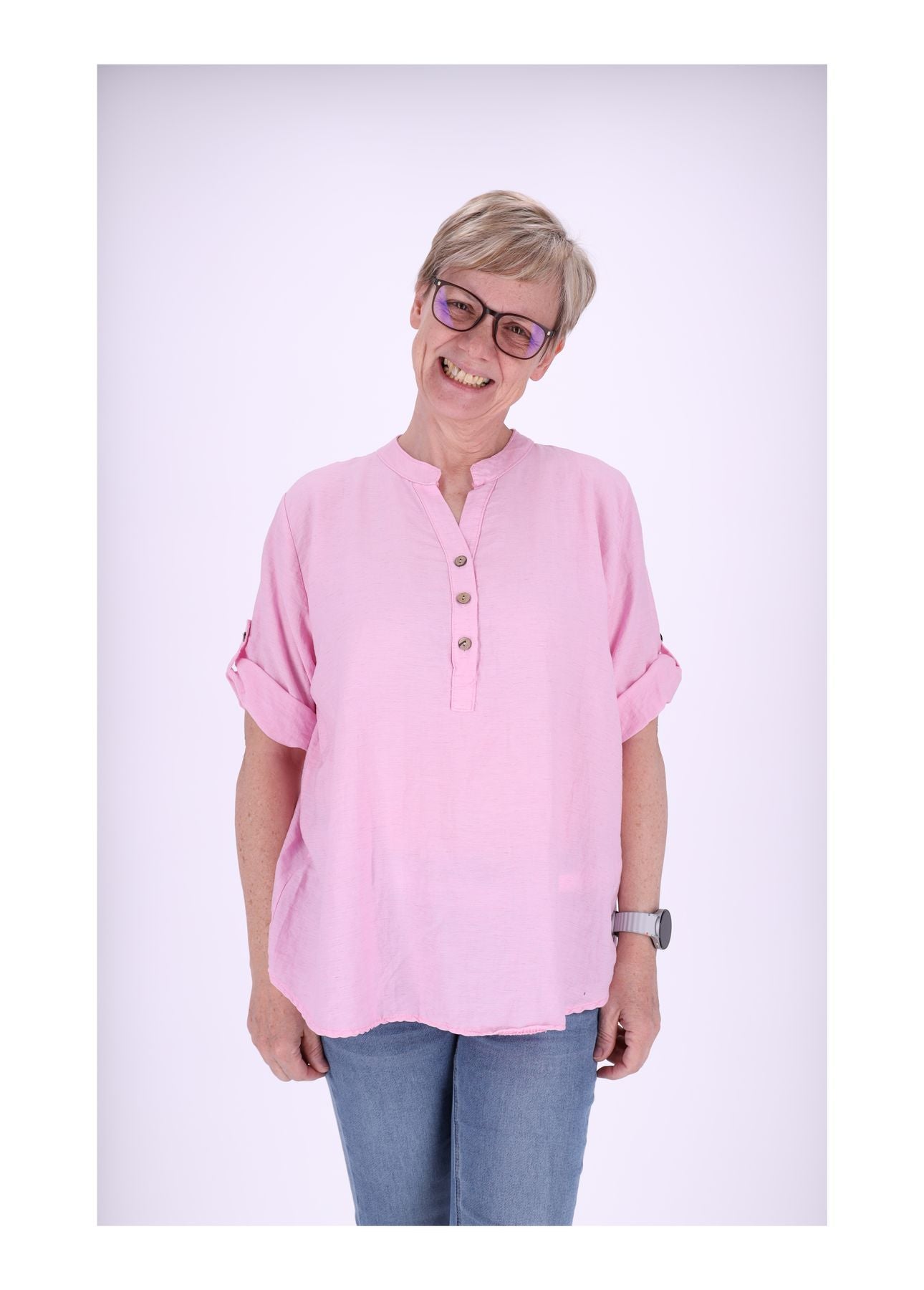 Blusenshirt Kurzarm Krempelarm