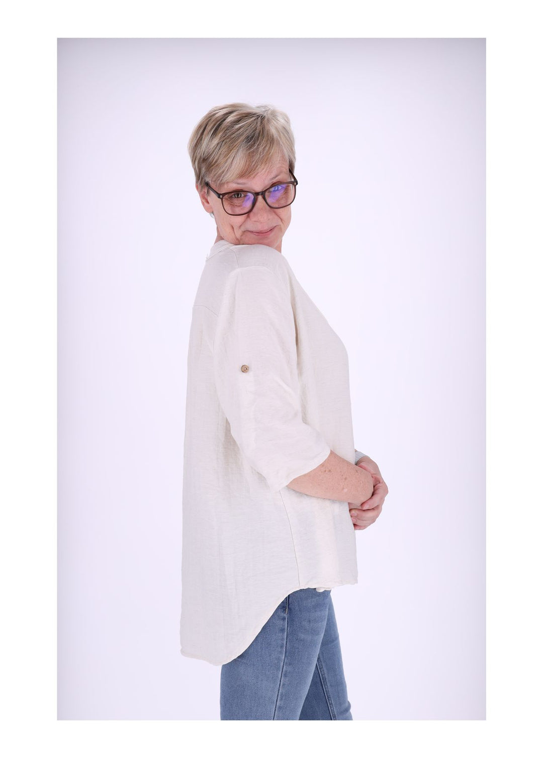 Blusenshirt Kurzarm Krempelarm