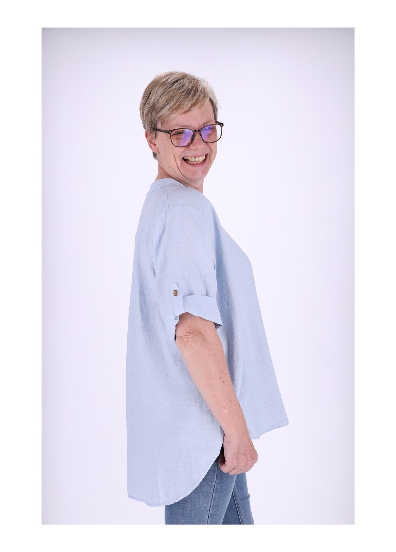 Blusenshirt Kurzarm Krempelarm