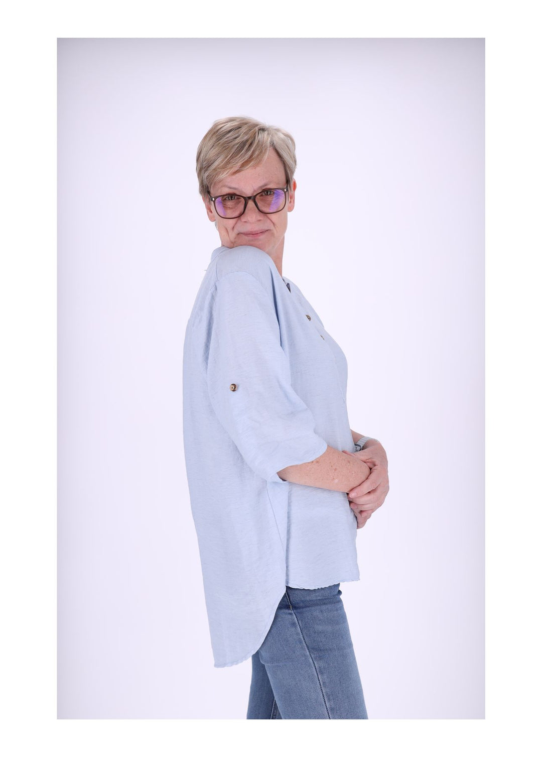 Blusenshirt Kurzarm Krempelarm