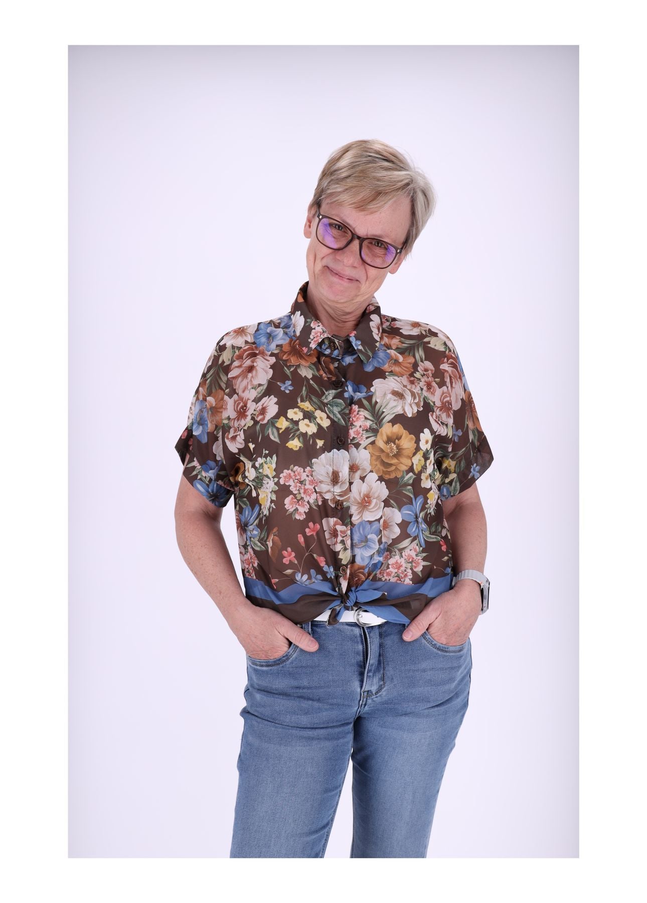 Bluse Damen zum binden Blumenprint