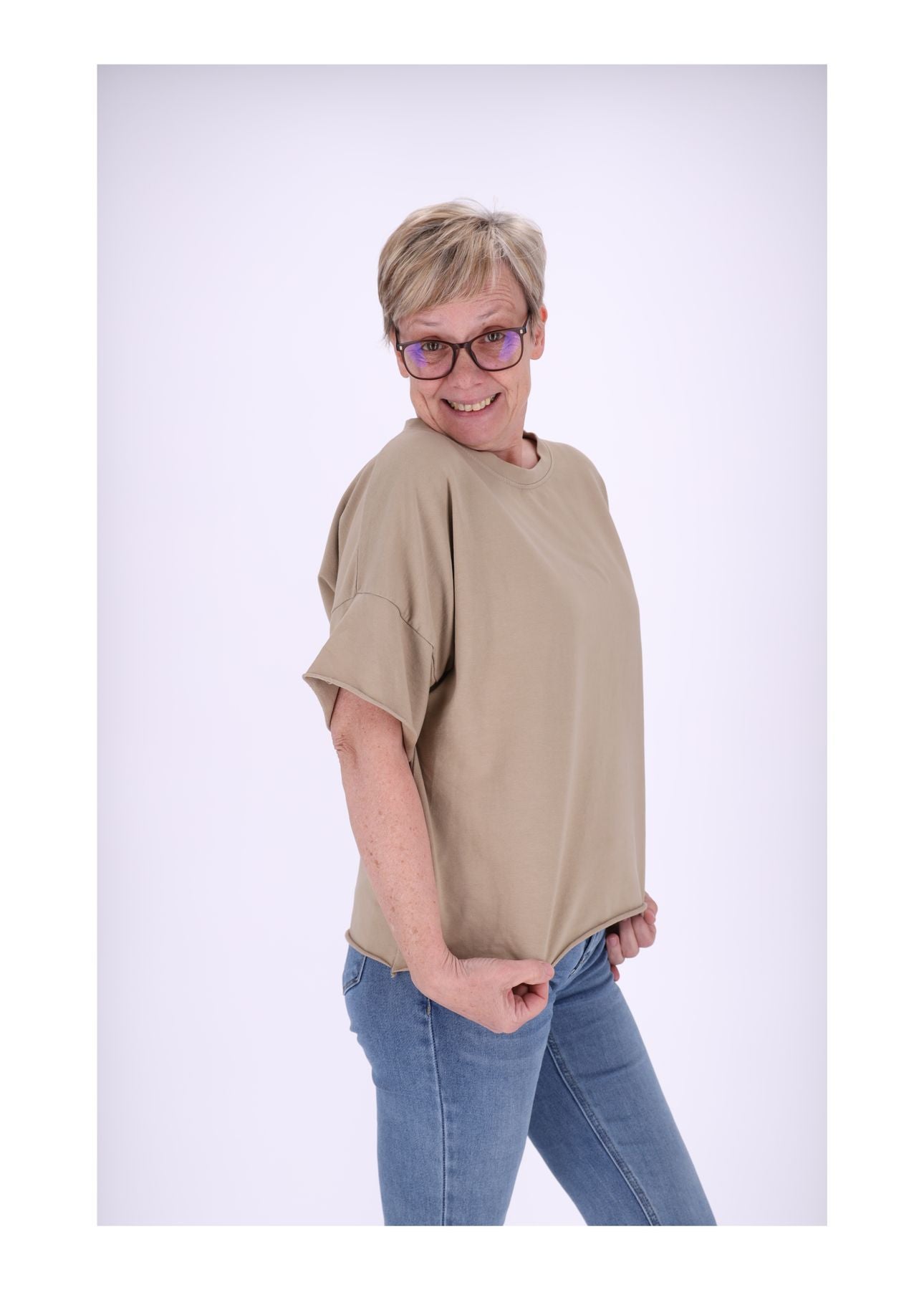 T-Shirt Damen Sweatoptik