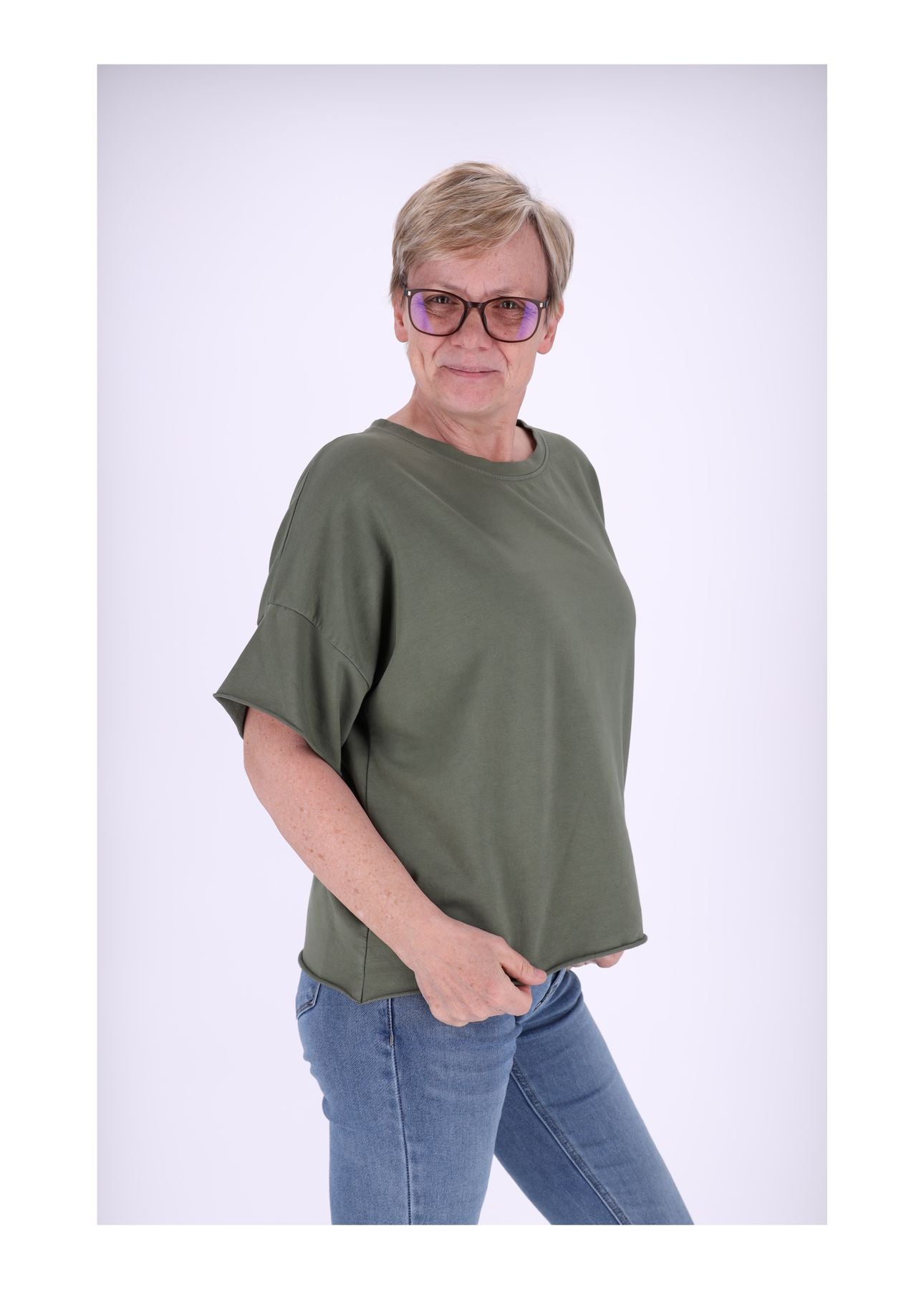 T-Shirt Damen Sweatoptik