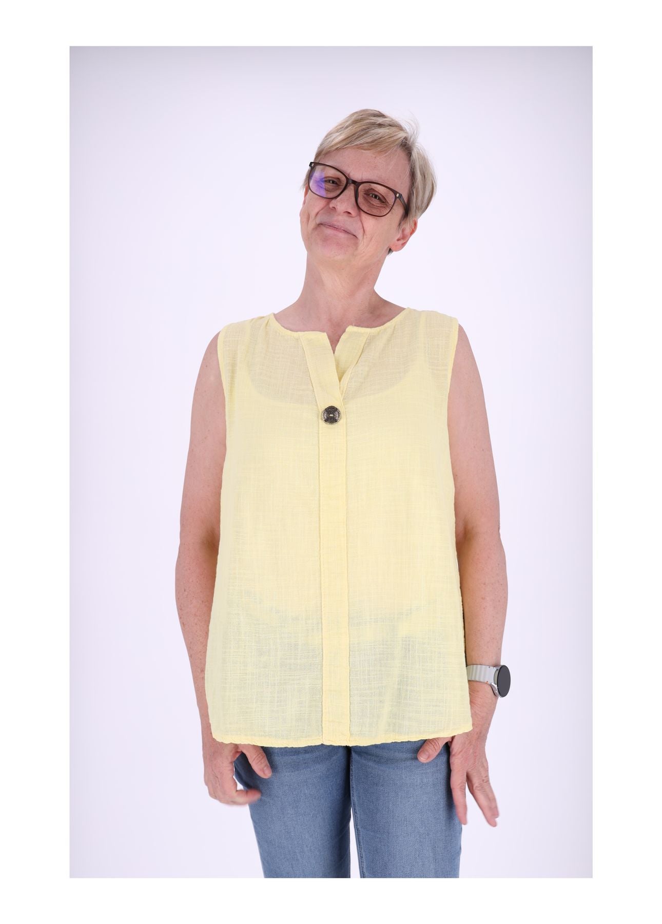 Top Damen breite Träger mit Knopf