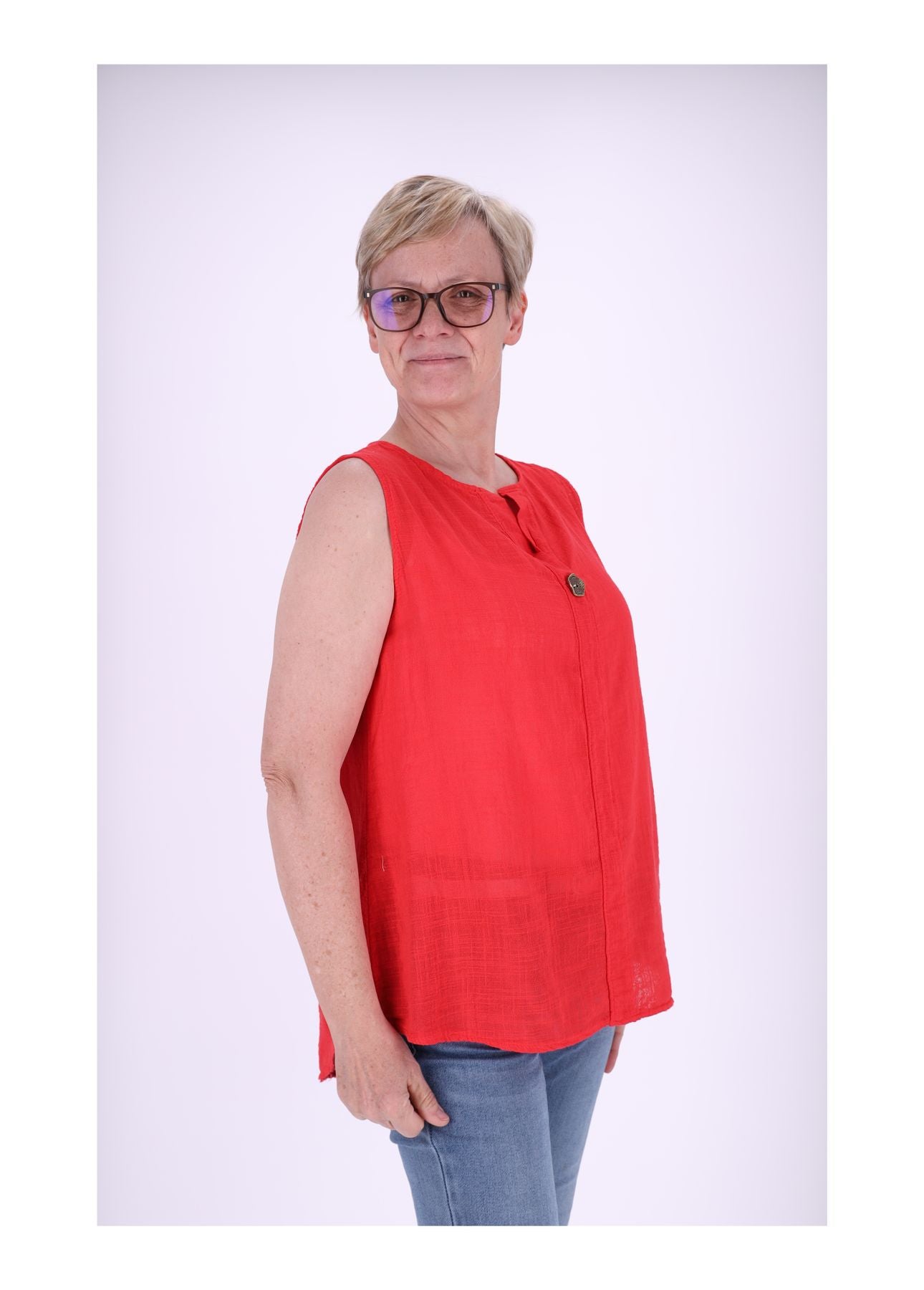 Top Damen breite Träger mit Knopf