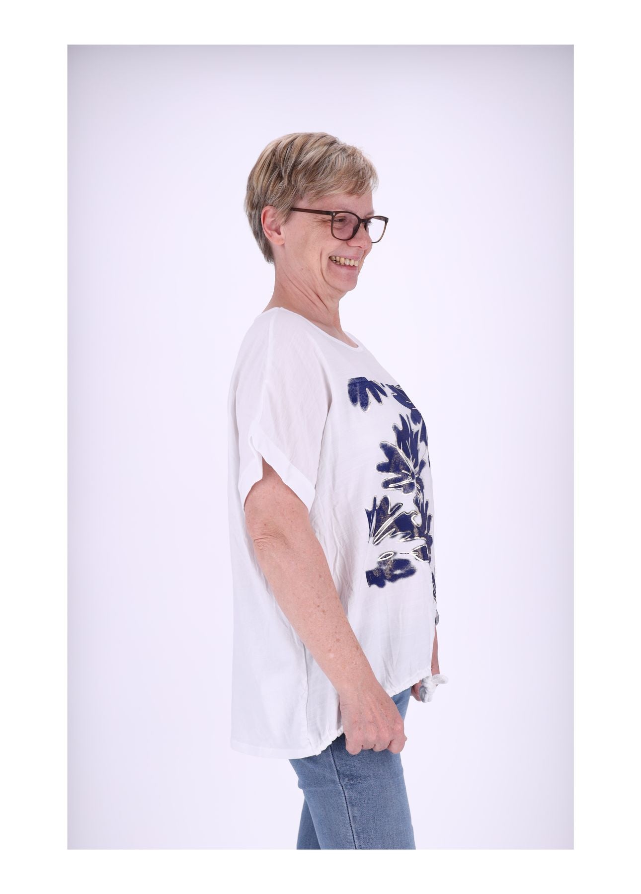 T-Shirt Damen Print große Blumen