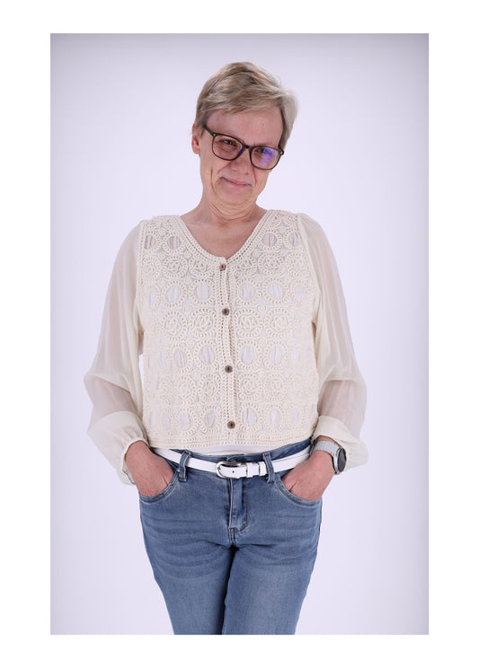 Häkel Blusenjacke Damen Satinarm