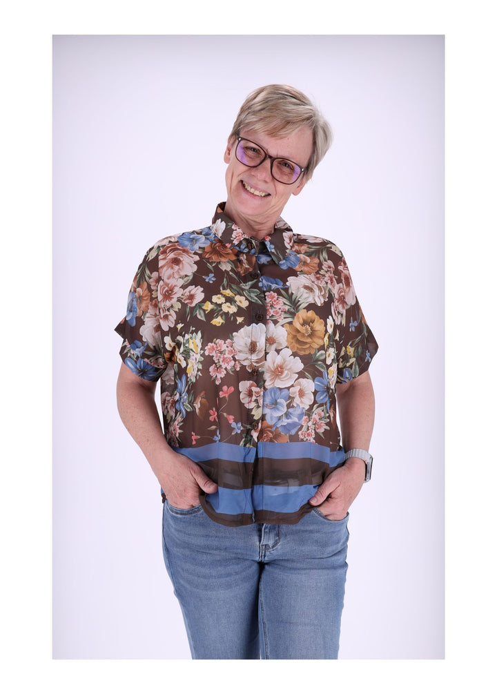 Bluse Damen zum binden Blumenprint