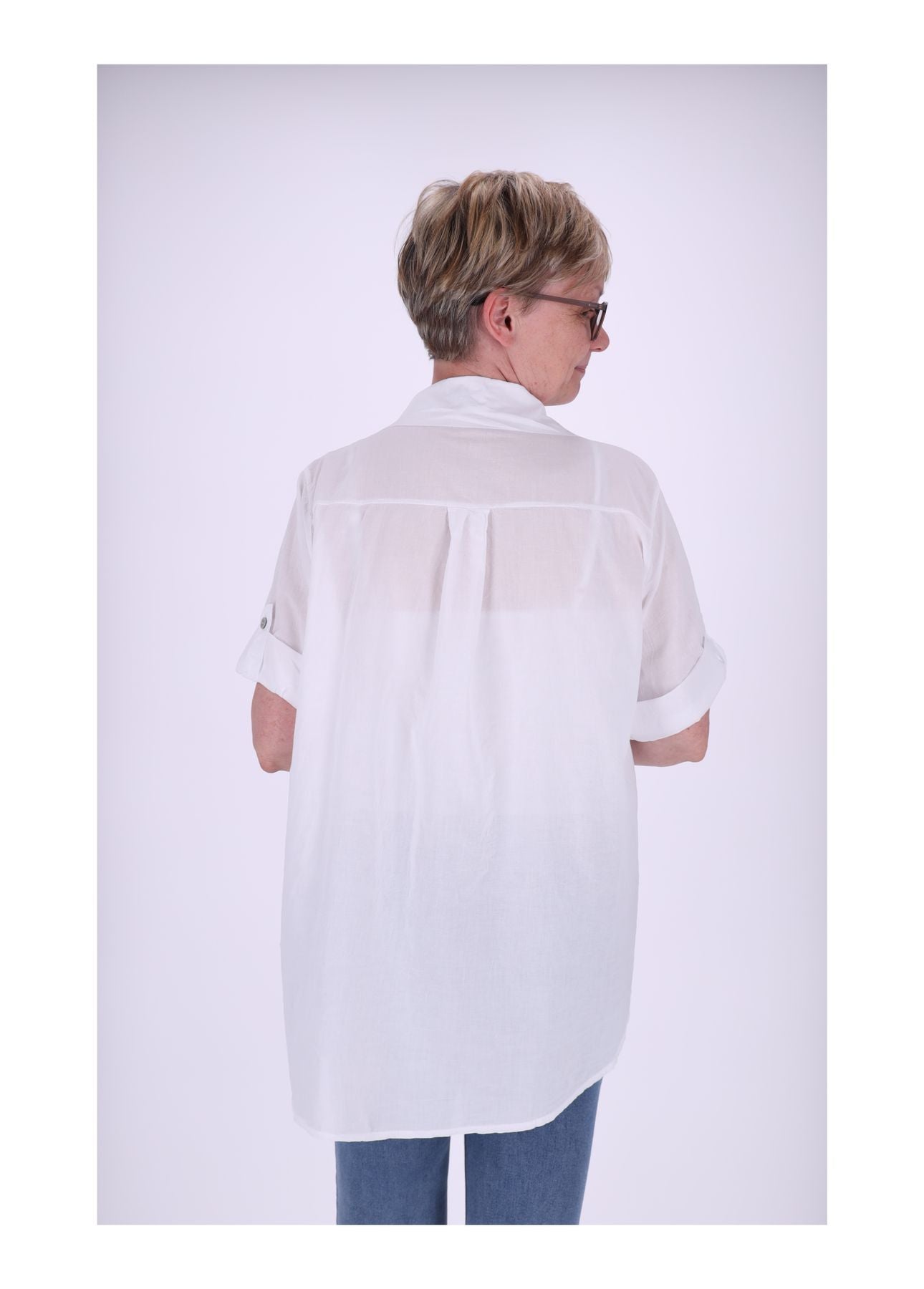Bluse Stickerei Kurzarm Krempelarm