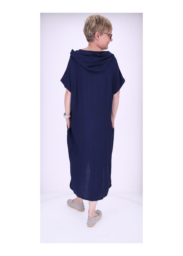 Kleid Lang Viskose Kapuze