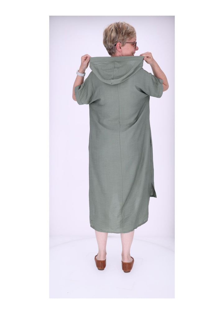 Kleid Lang Viskose Kapuze