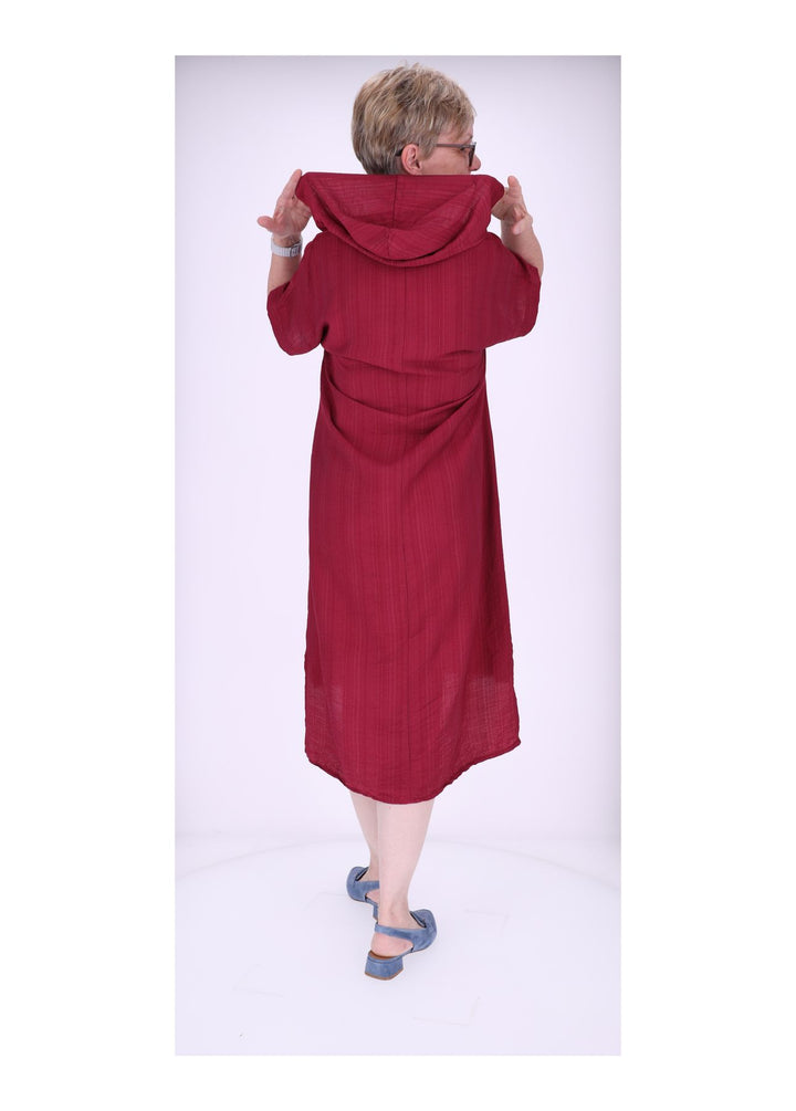 Kleid Lang Viskose Kapuze