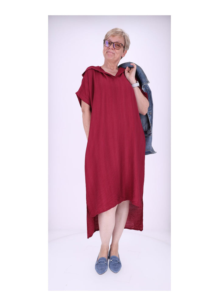 Kleid Lang Viskose Kapuze