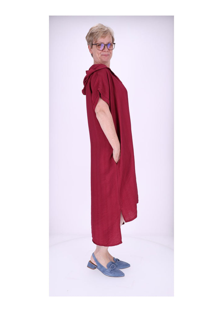 Kleid Lang Viskose Kapuze
