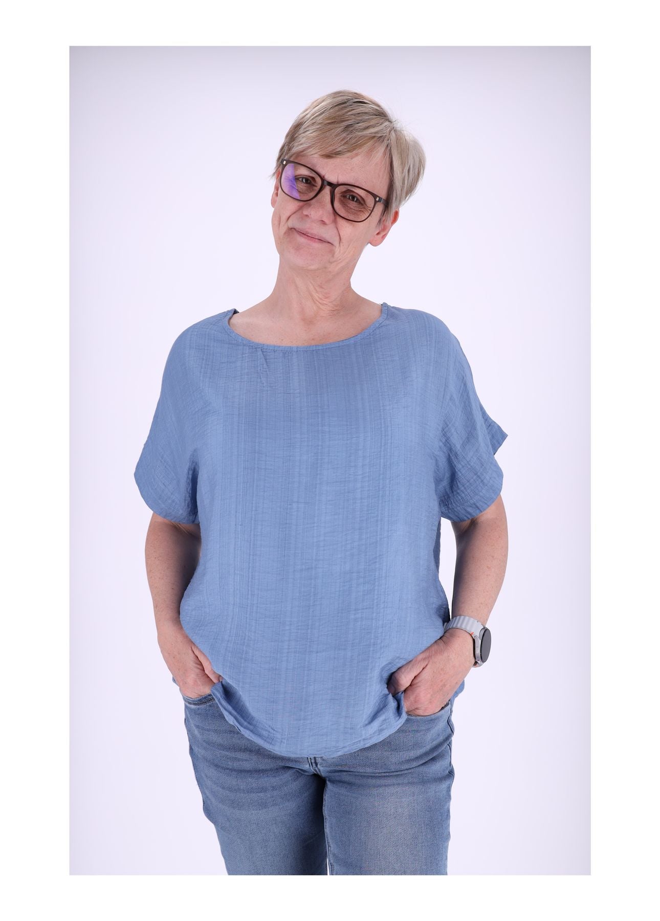 T-Shirt Damen Rundhals Viskose Strucktur