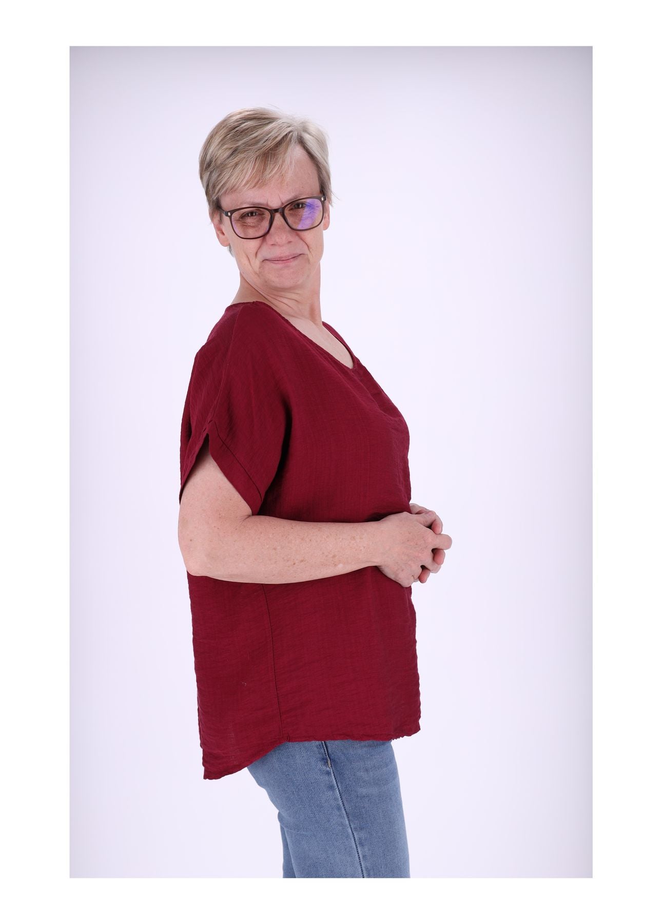 T-Shirt Damen Rundhals Viskose Strucktur