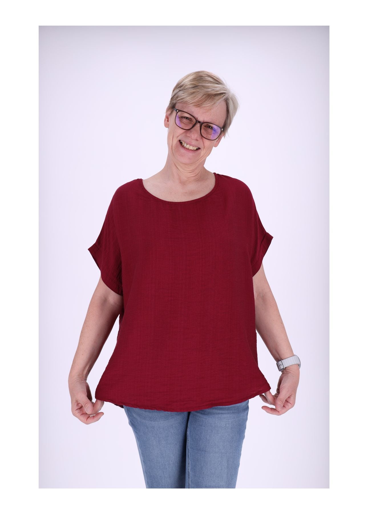 T-Shirt Damen Rundhals Viskose Strucktur