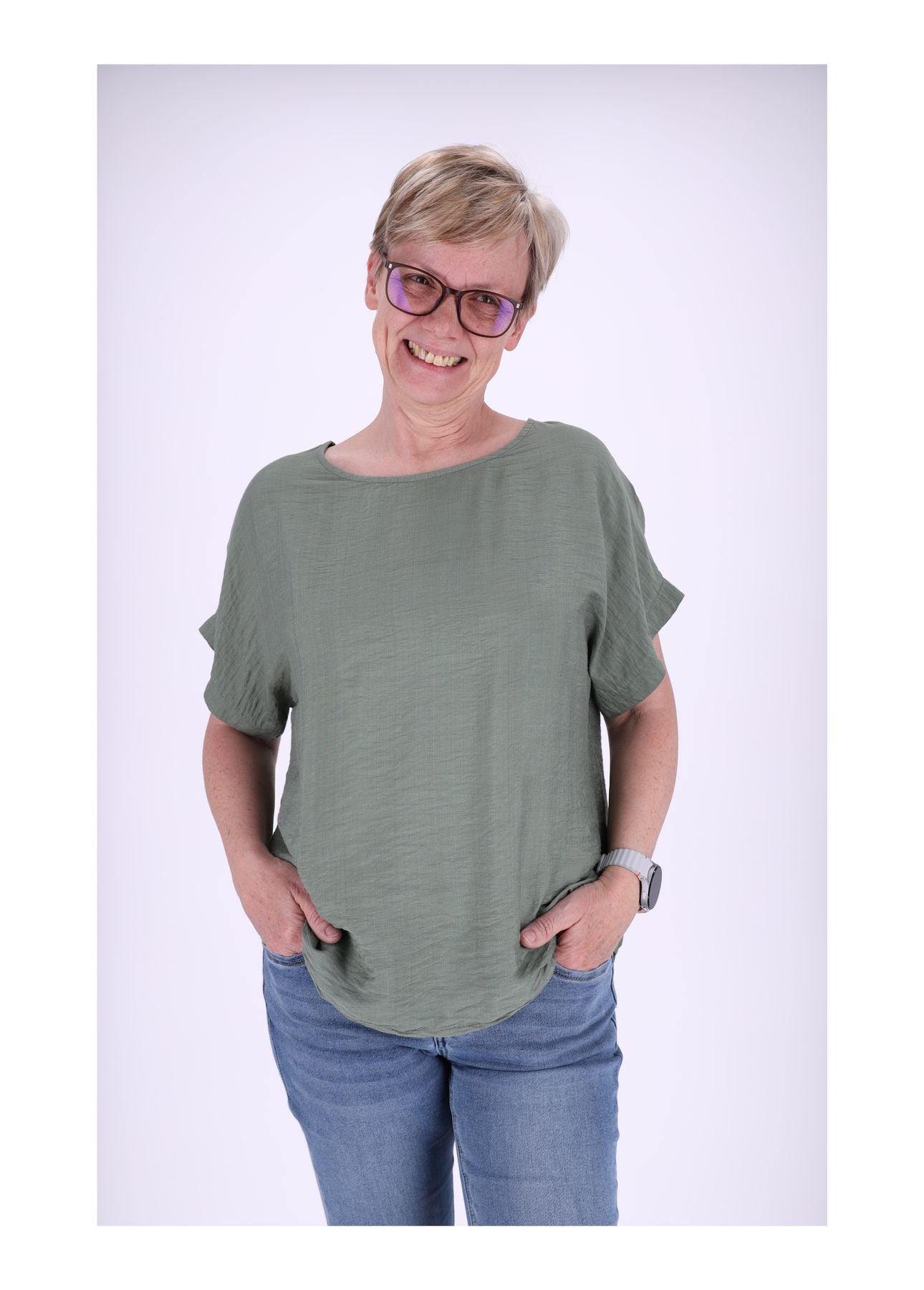 T-Shirt Damen Rundhals Viskose Strucktur