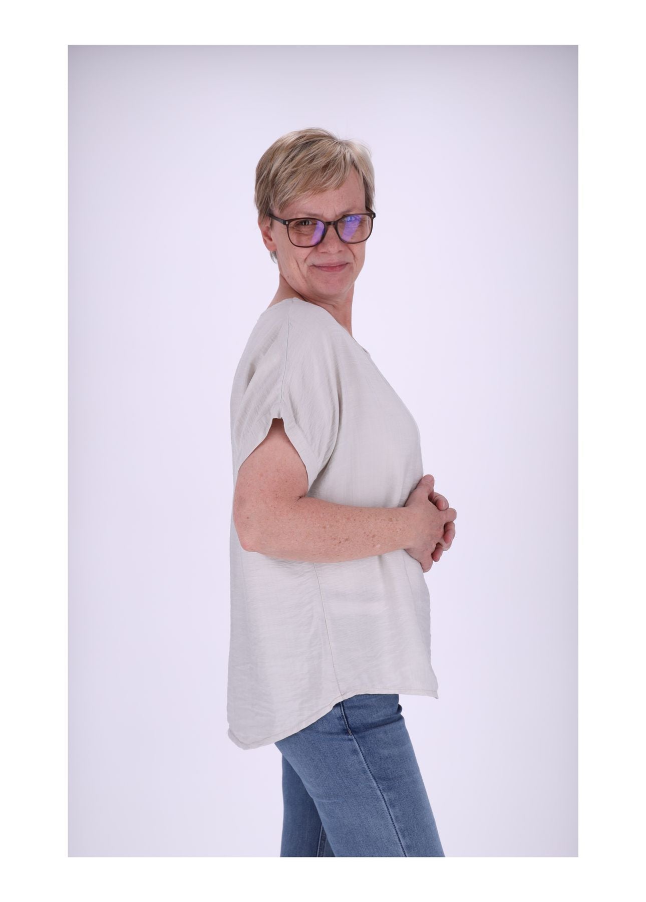 T-Shirt Damen Rundhals Viskose Strucktur