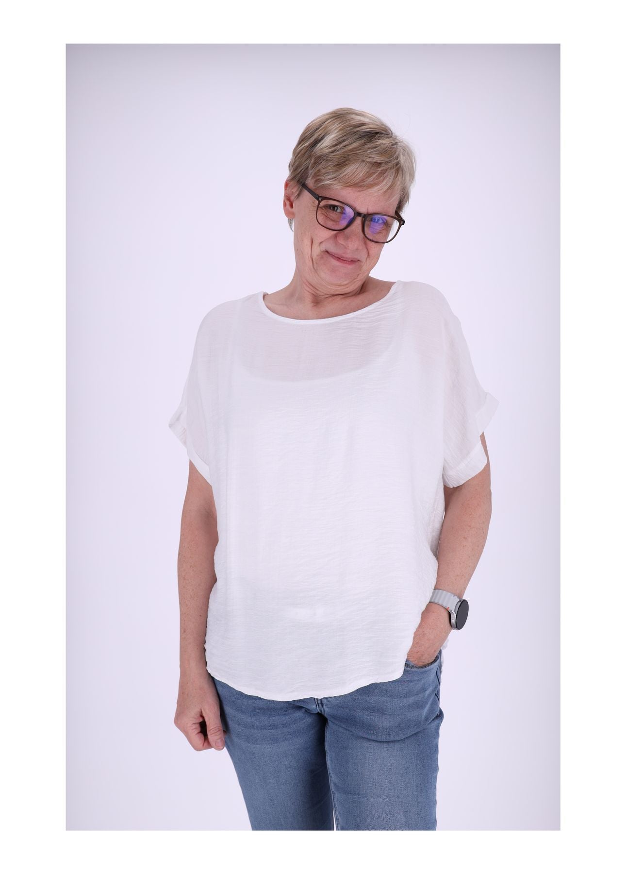 T-Shirt Damen Rundhals Viskose Strucktur