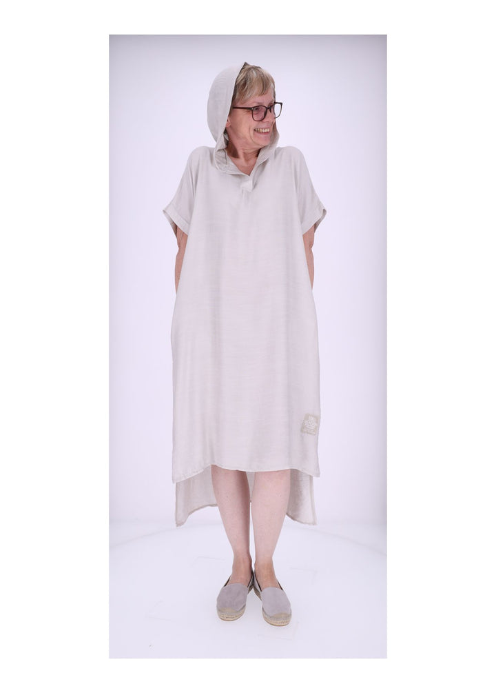 Kleid Lang Viskose Kapuze